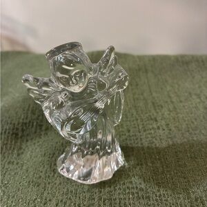 Marquis by Waterford Clear Glass Angel Figurine playing mandolin